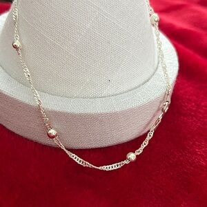 925 Sterling Silver Singapore anklet or bracelet‎ 10 inch